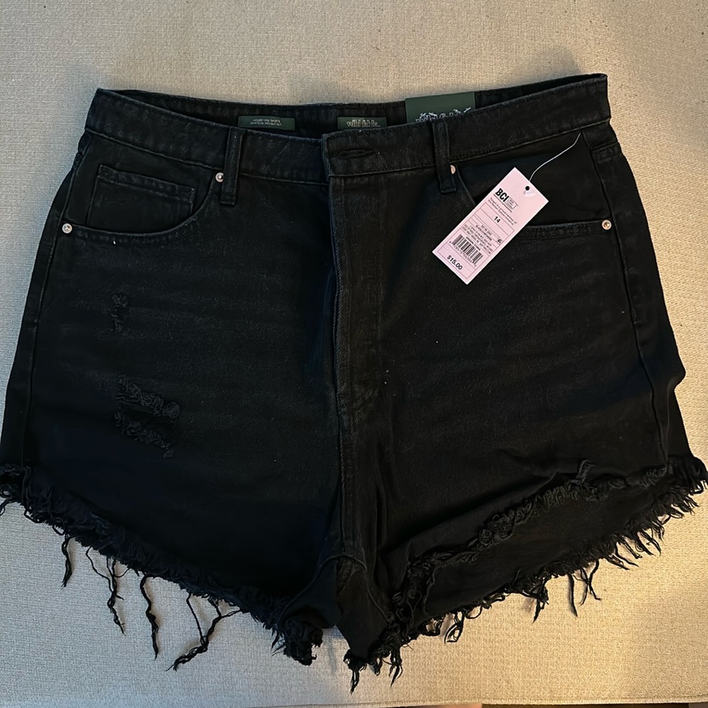 Black Denim Cut Off Shorts